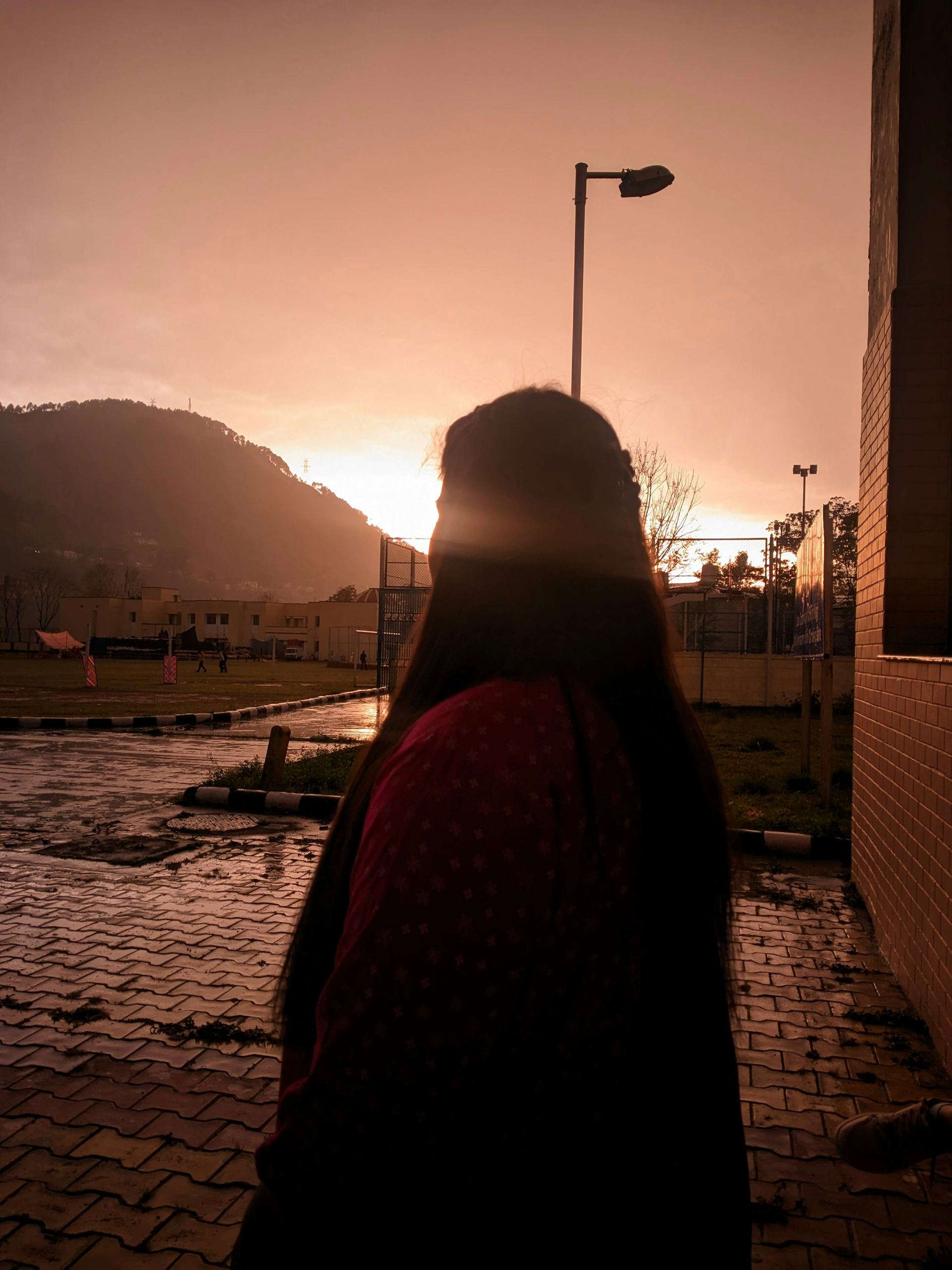Woman in a sunset